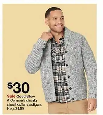 Target Goodfellow & co men's chunky shawl colar cardigan. offer