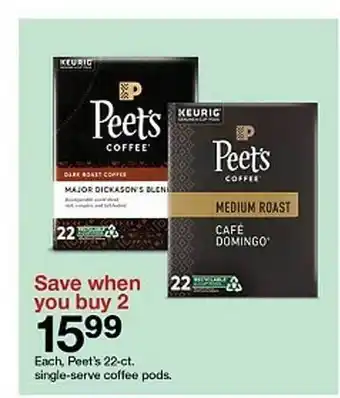 Target Each, peet's single-serve coffee pods. offer