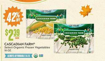 Natural Grocers Cascadian farm select organic frozen vegetables offer
