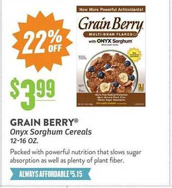 Natural Grocers Grain berry onyx sorghum cereals offer