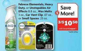 Family Dollar Febreze elementals heavy duty or unstopables air effects wax melts car vent clip or small spaces offer