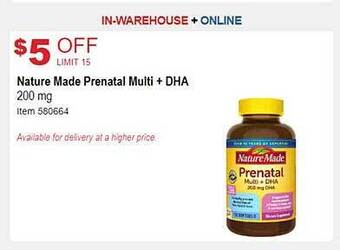 Costco Nature made prenatal multi + dha offer