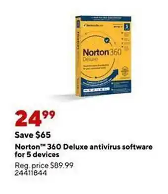 Staples Norton 360 deluxe antivirus software for 5 devices offer