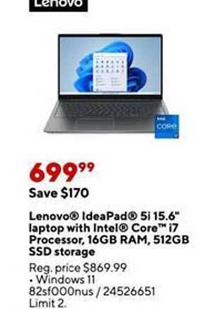 Staples Lenovo ideapad 5i 15.6 offer