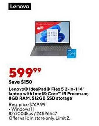 Staples Lenovo ideapad flex 5 2-in-1 14 offer