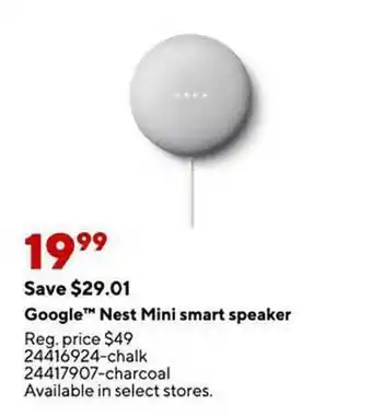 Staples Google nest mini smart speaker offer