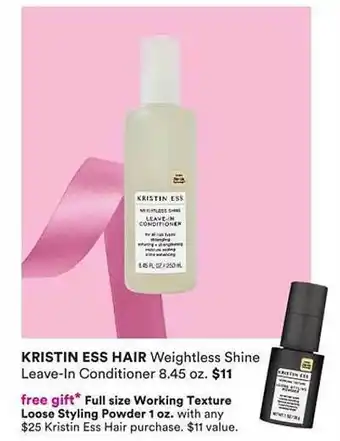 Ulta Beauty Kristin ess hair weightless shine leave-in conditioner offer