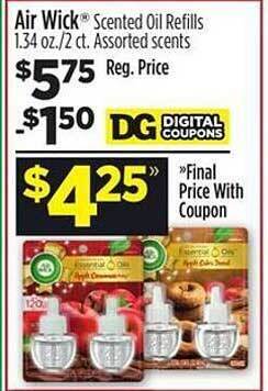 Dollar General Air wick scented oil refills offer