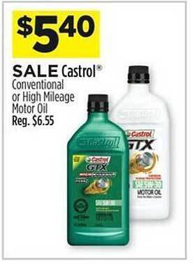 Dollar General Castrol conventional or high mileage motor oil offer