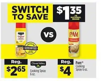 Dollar General Cooking spray clover valley pam cooking spray offer