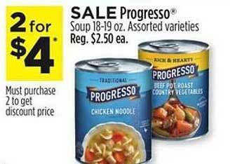 Dollar General Progresso soup assorted varieties offer