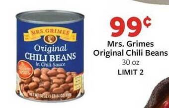 Fareway Mrs grimes original chili beans offer