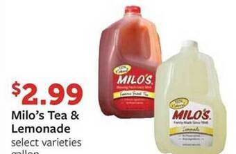 Fareway Milo's tea & lemonade offer