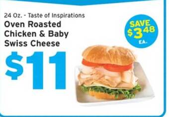 Hannaford Oven roasted chicken & baby swiss cheese offer