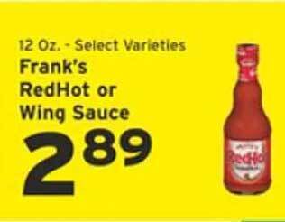 Hannaford Frank's redhot or wing sauce offer