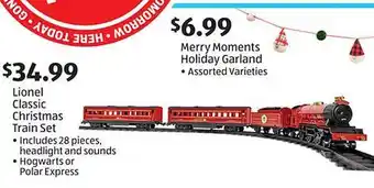 Aldi Lionel classic christmas train set merry moments holiday garland offer