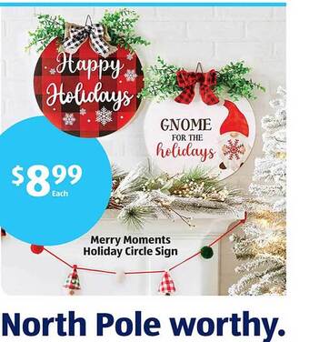 Aldi Merry moments holiday circle sign offer