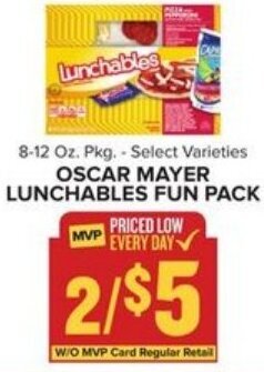 Food Lion Oscar Mayer Lunchables Fun Pack 8-12 oz offer