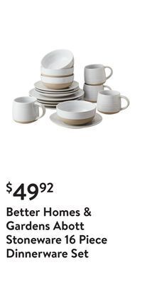 Walmart Better homes & gardens abott stoneware 16 piece dinnerware set offer