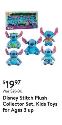 Walmart Disney stitch plush collector set, kids toys for ages 3 up offer