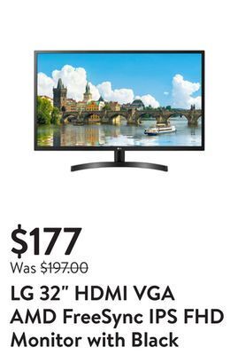 Walmart Lg 32" hdmi vga amd freesync ips fhd monitor with black stabilizer (1920x1080) - 32mn50w-b offer