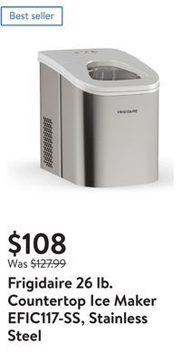 Walmart Frigidaire 26 lb. countertop ice maker efic117-ss, stainless steel offer