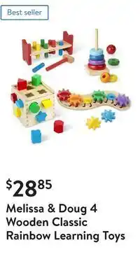 Walmart Melissa & doug 4 wooden classic rainbow learning toys offer