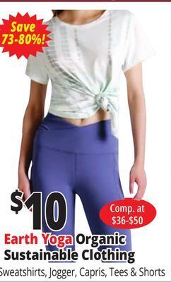 Ocean State Job Lot Earth yoga organic sustainable clothing offer