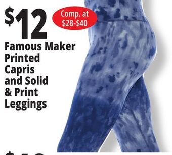 Ocean State Job Lot Famous maker printed capris and solid & print leggings offer