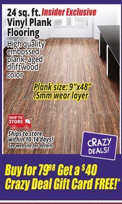 Ocean State Job Lot 24 sq. ft. vinyl plank flooring offer