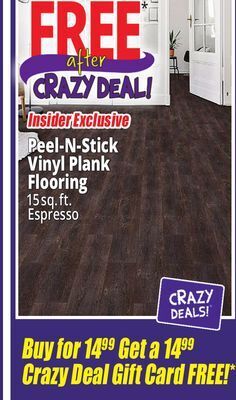 Ocean State Job Lot Peel-n-stick vinyl plank flooring offer