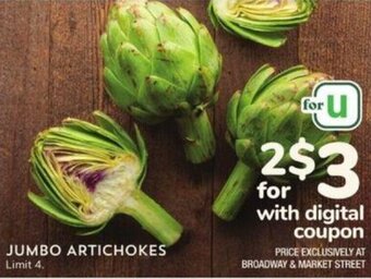 Albertsons Jumbo Artichokes offer