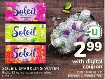 Albertsons Soleil Sparkling Water 8-pk., 12 oz. cans offer