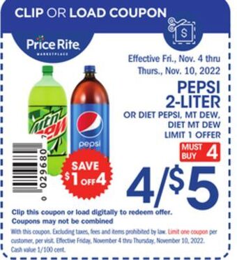Price Rite Pepsi 2-liter offer