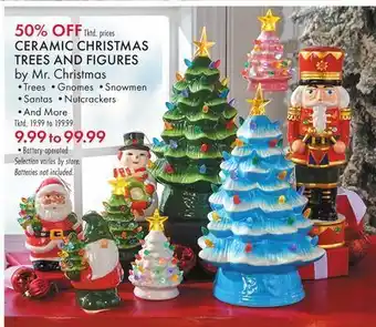Boscov's Ceramic christmas trees and figures by mr. christmas offer