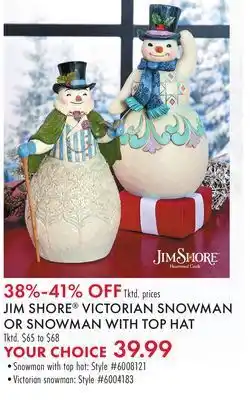 Boscov's Jim shore® victorian snowman or snowman with top hat offer