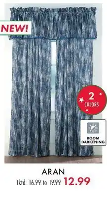 Boscov's Aran room-darkening & blackout curtains offer