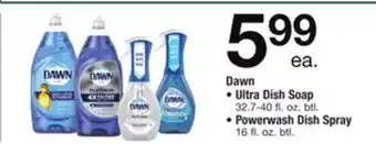 ACME Dawn • ultra dish soap 32.7-40 fl. oz. btl. • powerwash dish spray 16 fl. oz. btl. offer
