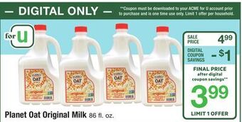 ACME Planet oat original milk offer
