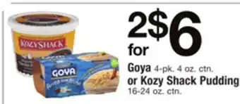 ACME Goya 4-pk. 4 oz. ctn. or kozy shack pudding 16-24 oz. ctn. offer