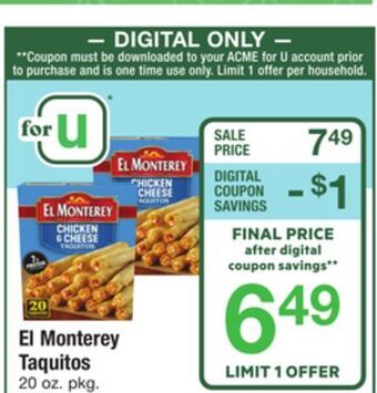 ACME El monterey taquitos offer