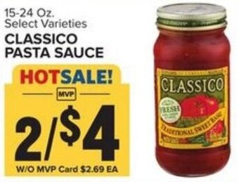 Food Lion Classico Pasta Sauce 15-24 oz offer