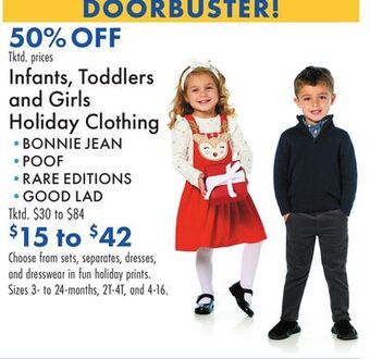 Boscov's Infants, toddlers and girls holiday clothing offer