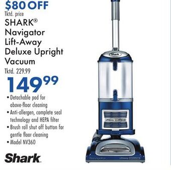 Boscov's Shark® navigator lift-away deluxe upright vacuum offer