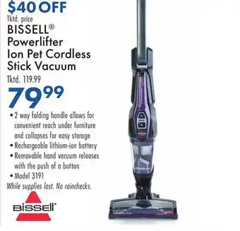 Boscov's Bissell® powerlifter ion pet cordless stick vacuum offer