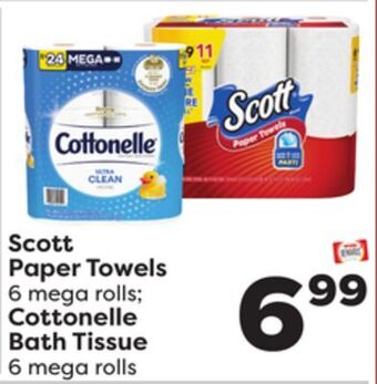 Weis Markets Scott paper towels 6 mega rolls cottonelle bath tissue 6 mega rolls offer