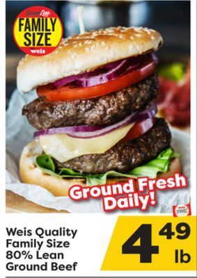 Weis Markets Weis quality family size 80% lean ground beef offer