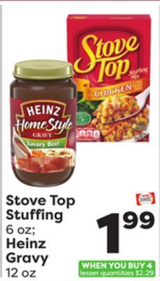 Weis Markets Stove top stuffing 6 oz heinz gravy 12 oz offer