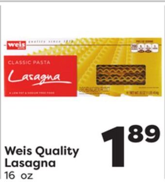 Weis Markets Weis quality lasagna offer