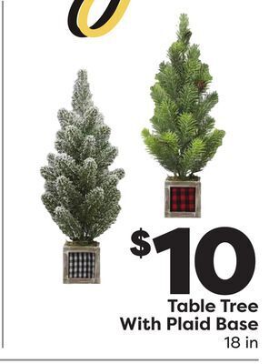 Weis Markets Table tree with plaid base offer